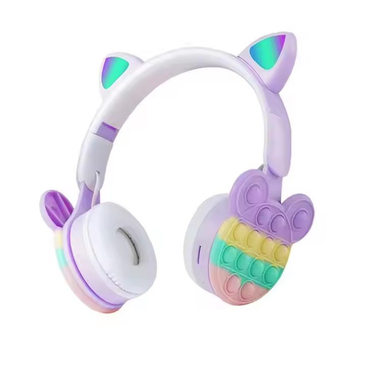 Rainbow Color Mickey Bubble Decompression Cat Ears Wireless Headset